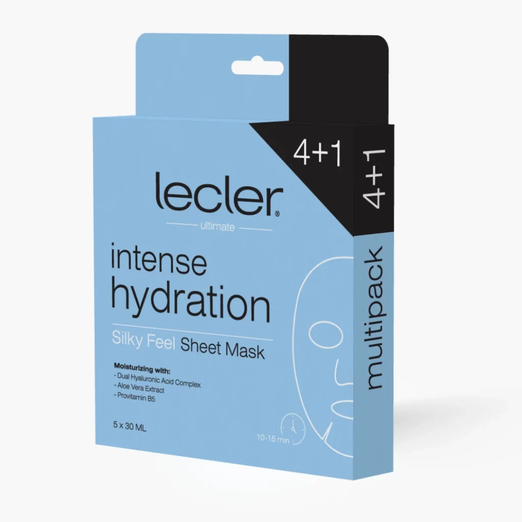 Lakštinė veido kaukė Lecler INTENSE-HYDRATION, ilgalaikiam drėkinimui